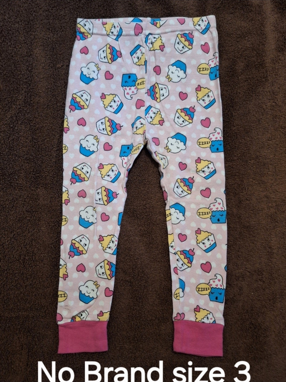 Girls Pink Cupcake Print Pajama Pants with Cozy Cuffs